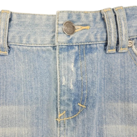 Hand Embroidered Aeropostale Mini Denim Skirt Light Wash Distressed Floral - Picture 3 of 10